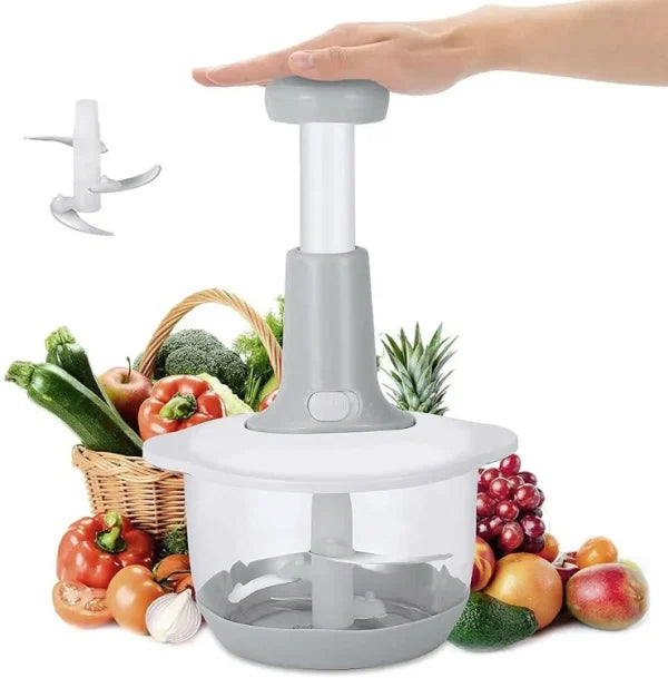 Manual Hand Push Food Chopper – Vegetable & Onion Cutter for Kitchen Use