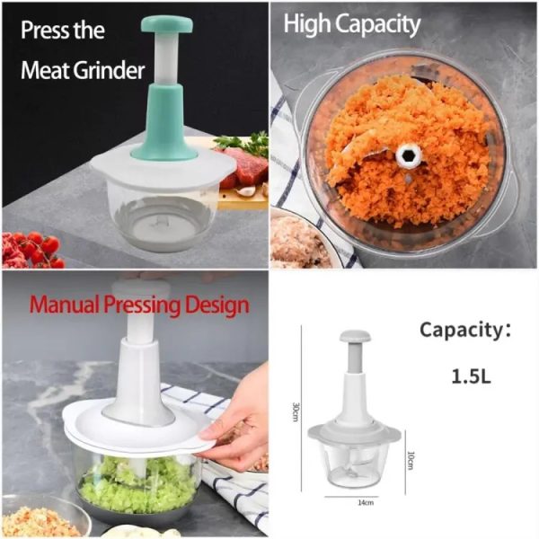 Manual Hand Push Food Chopper – Vegetable & Onion Cutter for Kitchen Use