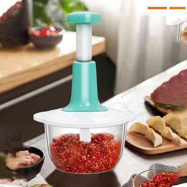 Manual Hand Push Food Chopper – Vegetable & Onion Cutter for Kitchen Use